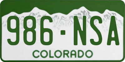 CO license plate 986NSA