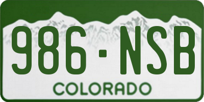 CO license plate 986NSB
