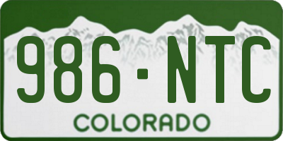 CO license plate 986NTC