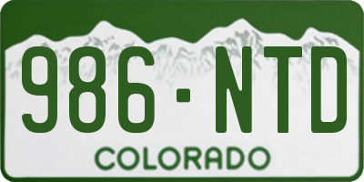 CO license plate 986NTD