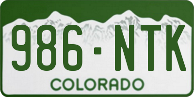 CO license plate 986NTK