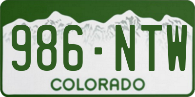 CO license plate 986NTW