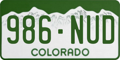 CO license plate 986NUD