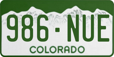 CO license plate 986NUE