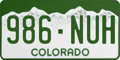 CO license plate 986NUH