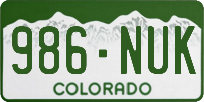 CO license plate 986NUK