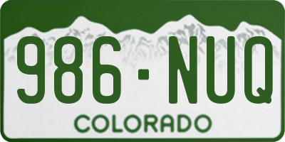 CO license plate 986NUQ
