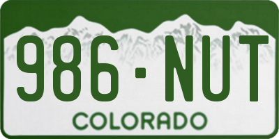 CO license plate 986NUT