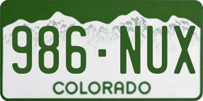 CO license plate 986NUX