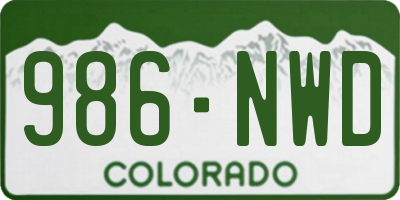 CO license plate 986NWD