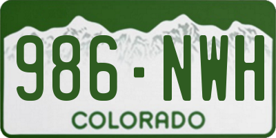 CO license plate 986NWH