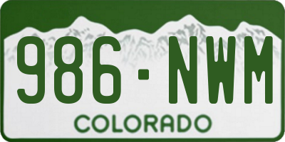 CO license plate 986NWM