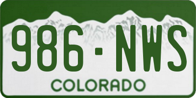 CO license plate 986NWS