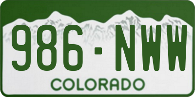 CO license plate 986NWW