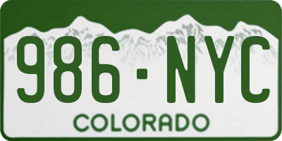 CO license plate 986NYC
