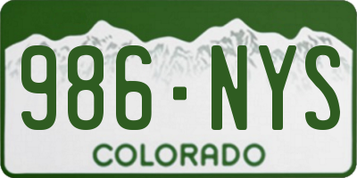 CO license plate 986NYS
