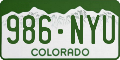CO license plate 986NYU