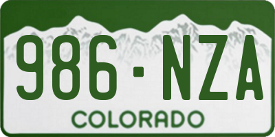 CO license plate 986NZA