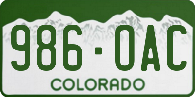CO license plate 986OAC