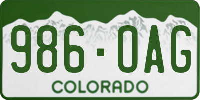 CO license plate 986OAG