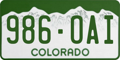 CO license plate 986OAI