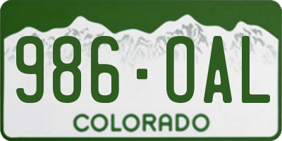 CO license plate 986OAL