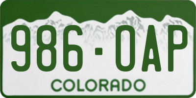 CO license plate 986OAP