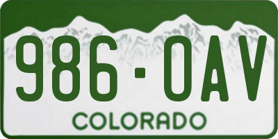 CO license plate 986OAV