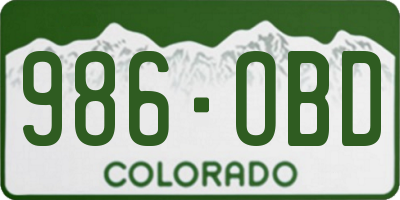 CO license plate 986OBD