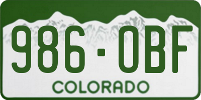 CO license plate 986OBF