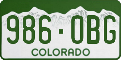 CO license plate 986OBG