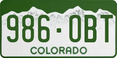 CO license plate 986OBT