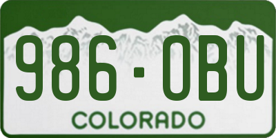 CO license plate 986OBU