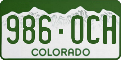 CO license plate 986OCH