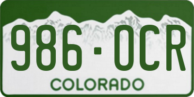 CO license plate 986OCR