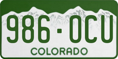 CO license plate 986OCU
