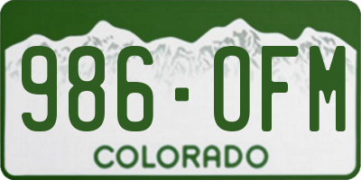 CO license plate 986OFM