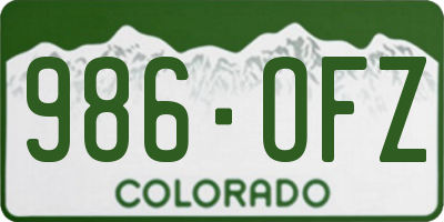 CO license plate 986OFZ