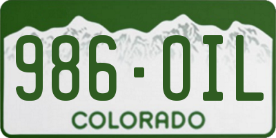 CO license plate 986OIL
