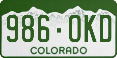 CO license plate 986OKD