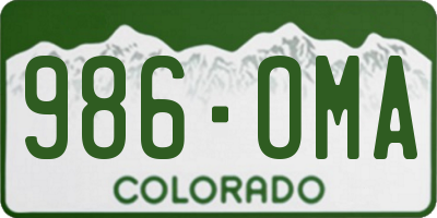 CO license plate 986OMA
