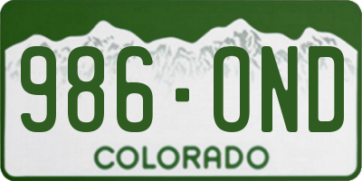 CO license plate 986OND