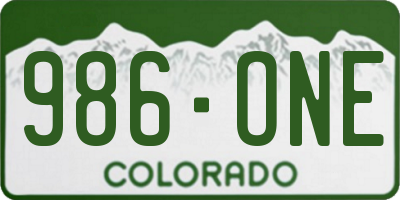 CO license plate 986ONE