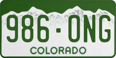 CO license plate 986ONG