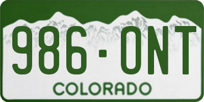 CO license plate 986ONT