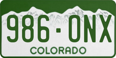 CO license plate 986ONX