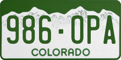CO license plate 986OPA