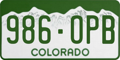 CO license plate 986OPB