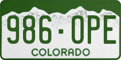 CO license plate 986OPE