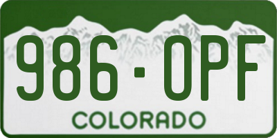 CO license plate 986OPF